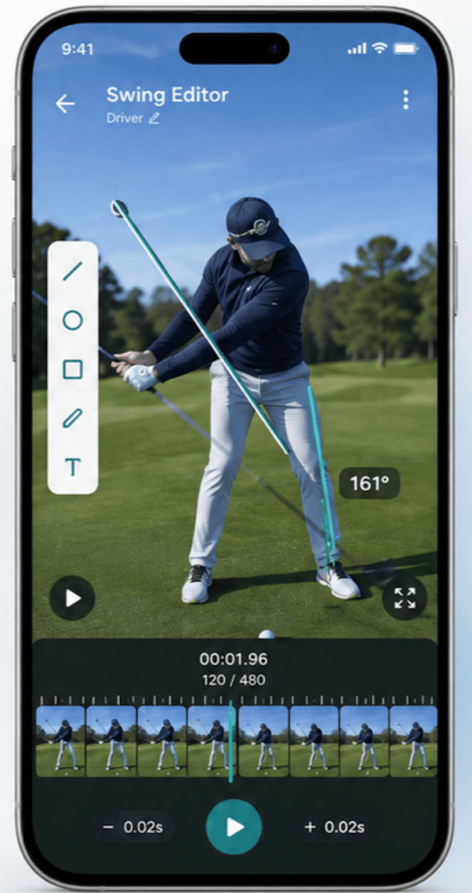 Interface mobile du Swing Editor avec annotations vidéo